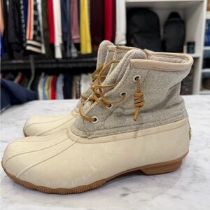 Sperry Beige and Cream Duck Boots